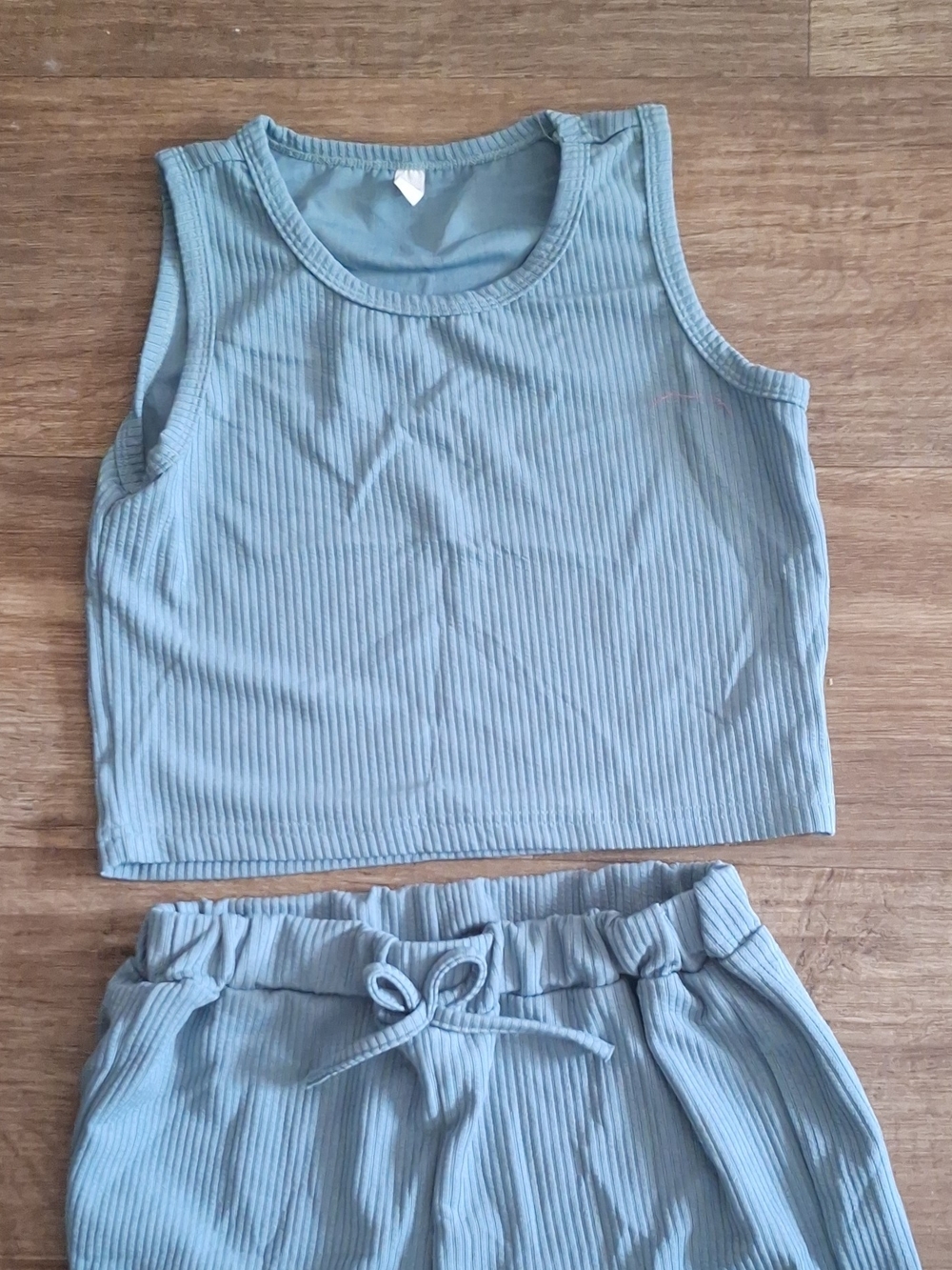 Light Blue Ribbed Drawstring Skirt - Picture 5 of 6
